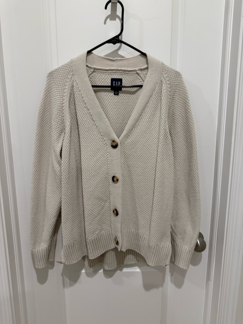 GAP Ivory Textured Button-Up Cardigan